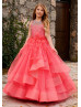 Beaded Tulle 3D Flowers Luxury Flower Girl Dress Beaded Tulle 3D Flowers Luxury Flower Girl Dress